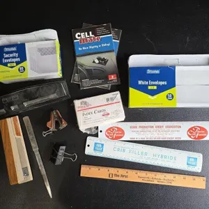 Misc Office Supplies; Hole punch, Rulers, Stapler,