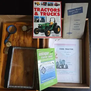 Tractor Books, Watches, Wooden Tray