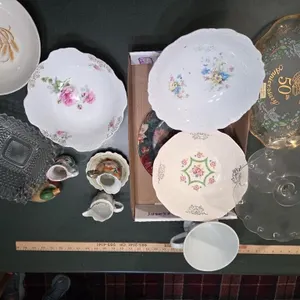 2 Boxes; Cake Stand, 50th Anniversary Platter, Mis