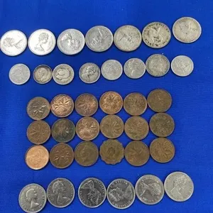 Canadian quarters dimes, pennies and nickels