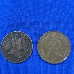 Canadian 1905 one cent, 1971 new pence 2