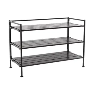 Seville Classics 3-Tier Slat Shoe Rack Espresso