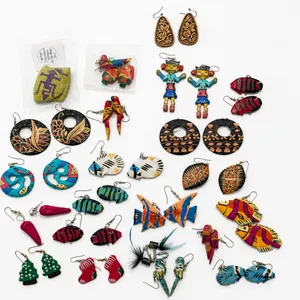 Collection of Hand-Painted Wooden Earrings