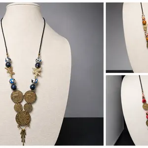 Lot of Three Coin-Adorned Necklaces with Beaded Accents