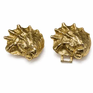 Gold Tone Conch Shell Scarf Clips