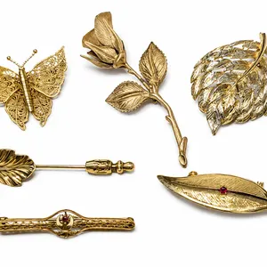 Assorted Gold-Tone Brooches
