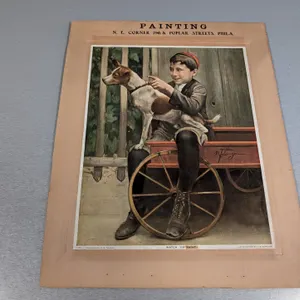 1908 M. Falango Boy and Dog in Wagon Print