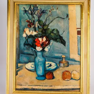 Framed Reproduction Print on Canvas - "The Blue Vase" by Paul Cézanne