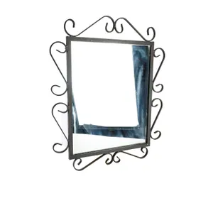 Wrought Iron Framed Wall Mirror with Scroll Details