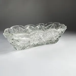 Vintage Cut Glass Oblong Centerpiece Boat