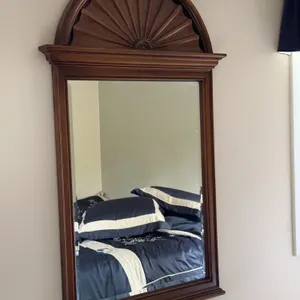Wall mirror with wood frame