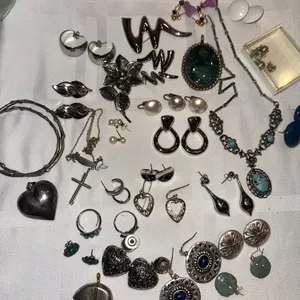 Silvertone jewelry – earrings, etc.