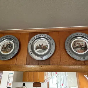 1976 Canton Ohio Pewter Plate Set The Great American Revolution Bicentennial 1776