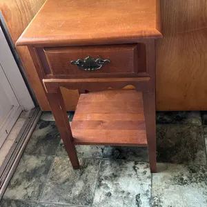 Solid Wood One-Drawer Nightstand with Lower Shelf