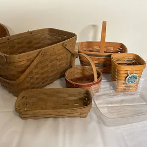 Multiple Longaberger Woven Wood Baskets
