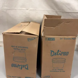 Delipro 12 oz Plastic Containers and Lids, 240 Combo Pack (Two Boxes)