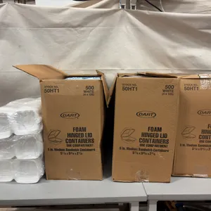 Dart Foam Hinged Lid Medium Sandwich Containers, Stock No. 50HT1, 500 Units