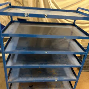 Blue Five-Shelf Metal Utility Cart with Casters, 62x48x24 Inches