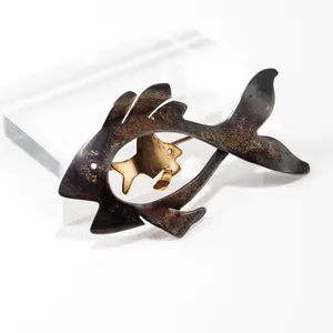 14K and Sterling Silver Fish Brooch