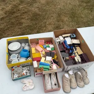 Vintage doll furniture, etc