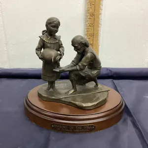 SMALL BRONZE SCULPTURE - "SHARING OF THE WELL"