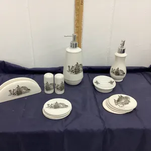 BERNIE BROWN ITEMS - SOAP DISPENSERS, NAPKING HOLDER, SALT & PEPPER, SOAP DISH, COASTERS