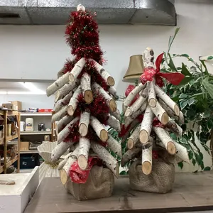 (2) HAND MADE  BIRCH "CHRISTMAS" TREES