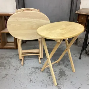 SET OF 4 WOOD TV TRAYS ON STAND