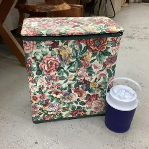 LAUNDRY HAMPER - FLORAL VINYL COVERED