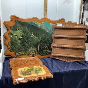 SPOON RACK, WOOD CLOCK &. PICTURE ON WOOD