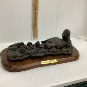 DUCKS UNLIMITED CANADA BRONZE-LIKE  SCULPTURE - "THE MISSION" MOTHER DUCK W/ HER DUCKLINGS