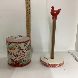 "PIONEER WOMAN" UTENSIL HOLDER & PAPER TOWEL HOLDER