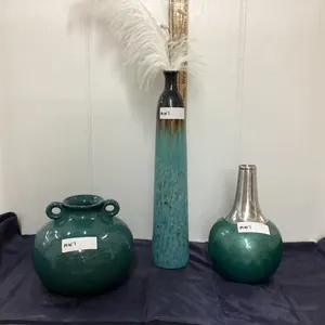 (3) DECOR VASES - BLUE TONES