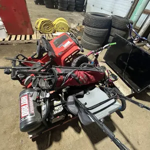 Pallet of Kids Jeep, Tools, Golf Clubs, Bike and Grass Mower
 UNRESERVED