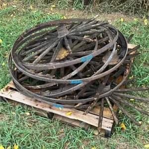 Pallet of wooden wheel parts