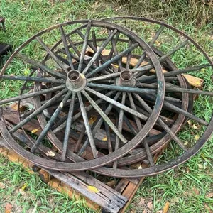 Pallet of wooden wheel parts