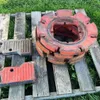 Pallet w/ (4) wheel weights, (2) suitcase weights