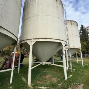 Approx 2000 bushel Meridian Grain Max Hopper bottom bin on skid, Bin #3, S/N 25771