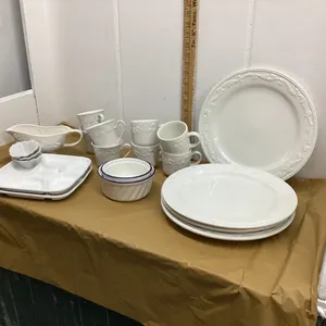 ASSORTED WHITE DISHES + SERVING PIECES - NOT MATCHING