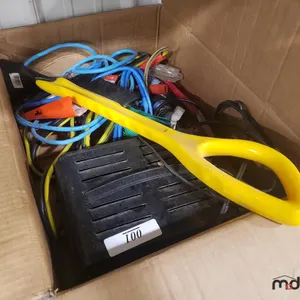 Box of Window Scraper, Cords, Battery Charger and Misc.
 UNRESERVED