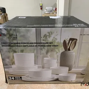 Cindy Stackable Porcelain Dinnerware 24 Piece Set
 UNRESERVED