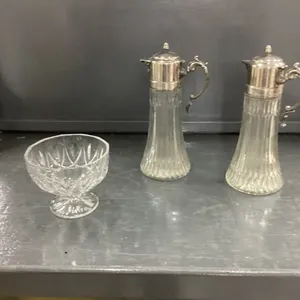 2 VINTAGE WINE CARAFES, CRYSTAL BOWL