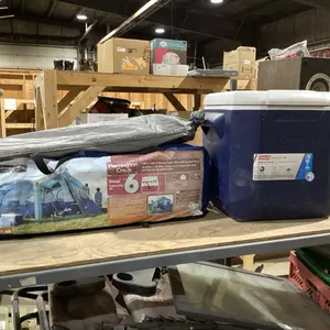 SHELF #1 - TENT AND WHEELED COLEMAN COOLER