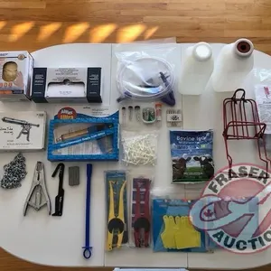 Assortment of cattle vet supplies