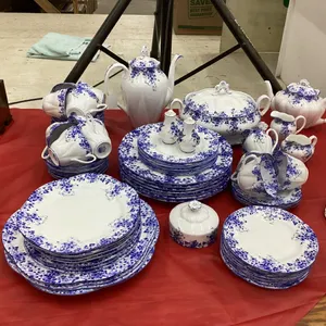 FINE CHINA DISH SET - "DAINTY BLUE". BY SHELLEY & ROYAL ALBERT - LARGE SET