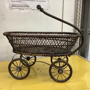 VINTAGE WICKER TOY WAGON