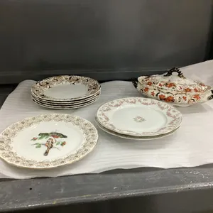 VINTAGE DISHES - PLATES, LIDDED BOWL