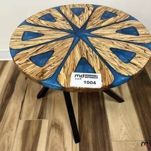 24" Round Resin and Cedar Coffee Table
 UNRESERVED