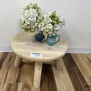 24" Round Cedar Coffee Table and Decor
 UNRESERVED