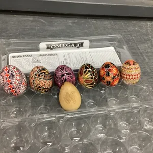 (6) UKRAINIAN EGGS & (1) WOOD EGG